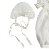 Pagliaccetto Battesimale In Organdis Di Seta Avorio Neonata PICCOLA GIUGGIOLA PALINURO - PICCOLA GIUGGIOLA - Luxury Kids