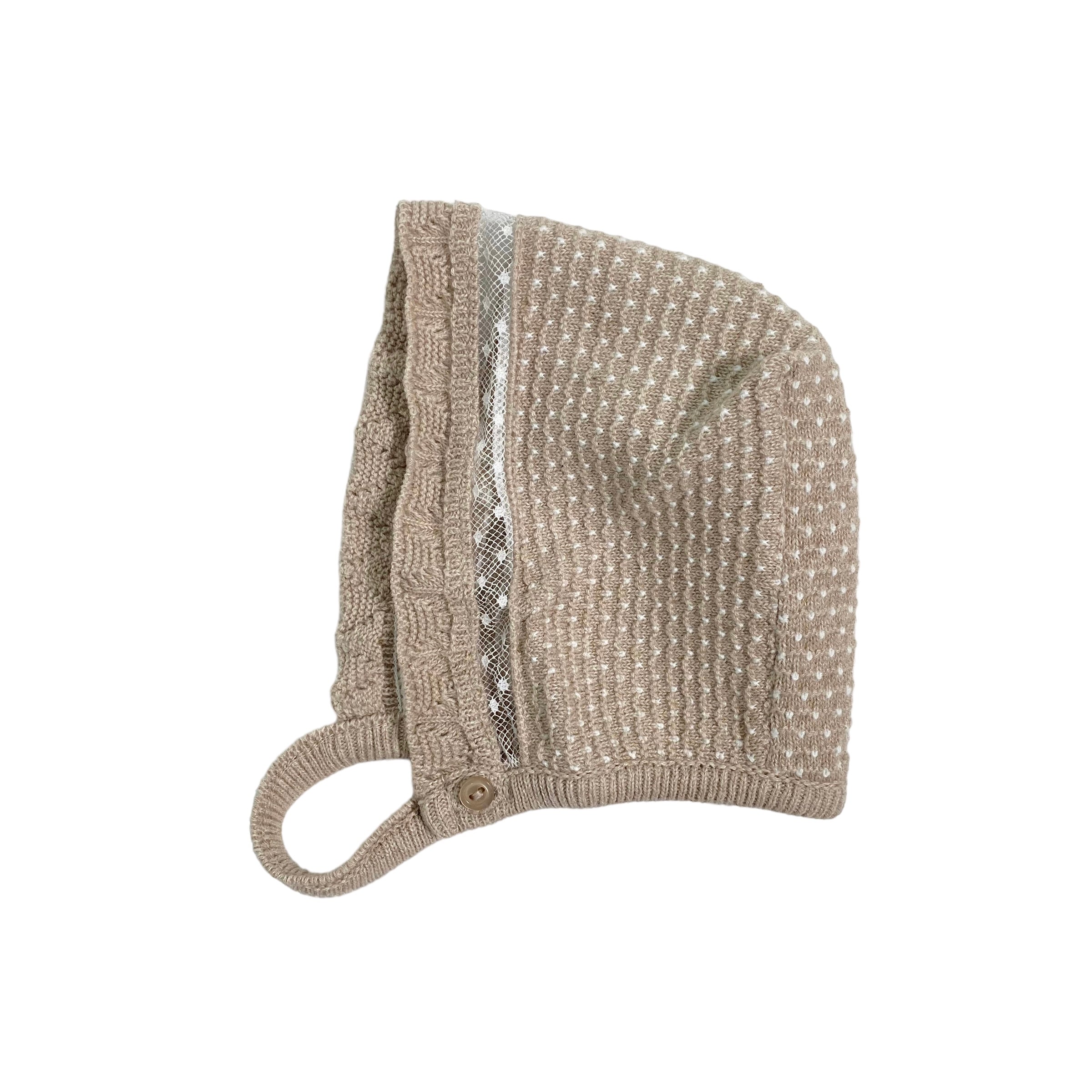 Cuffia In Filo Di Cotone Beige Neonata DR KID DK179 - DR KID - Luxury Kids