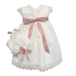 Abito Elegante Battesimale In Tulle Panna Neonata PONTO POR PONTO 5956 - PONTO POR PONTO - Luxury Kids