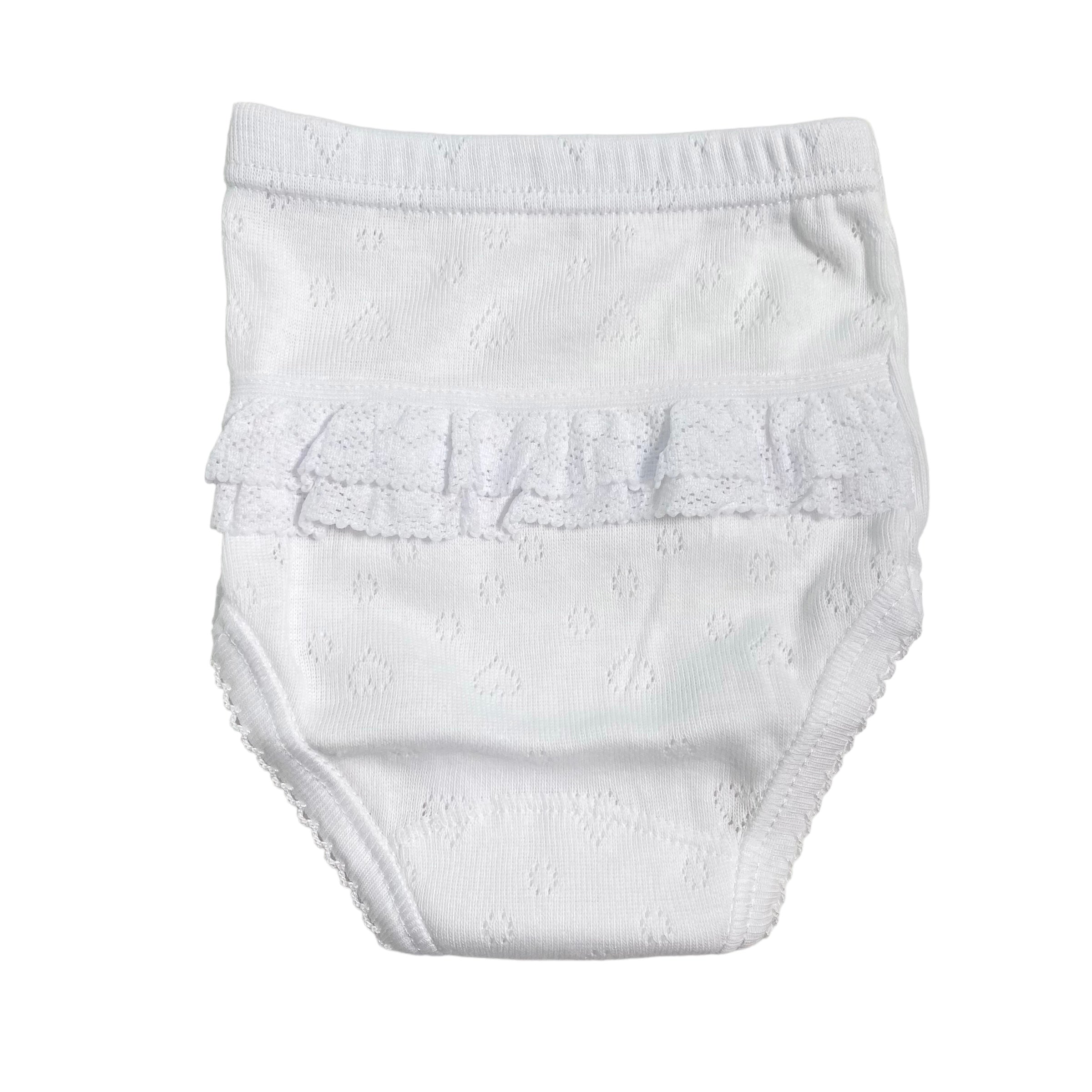 Culotte aus perforierter Baumwolle mit Rüschen für Baby-Mädchen CALAMARO 01748