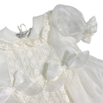 Abito Elegante Battesimale In Seta E Pizzo Panna Neonata PICCOLA GIUGGIOLA CHIESSI - PICCOLA GIUGGIOLA - Luxury Kids