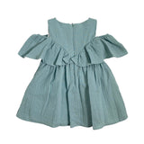 Abito Smanicato In Garza Verde Bambina DEL SUR 0561