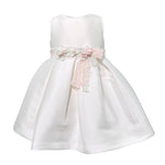 Abito Elegante Smanicato In Mikado Bianco Neonata MIMILU' 330BB - MIMILU' - Luxury Kids