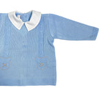 Tutina Spezzata In Filo Di Cotone Celeste Neonato CREAZIONI LUANA 1022 - CREAZIONI LUANA - Luxury Kids