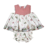 Abito Smanicato Con Culotte In Cotone Neonata YOEDU 0041 - YOEDU - Luxury Kids