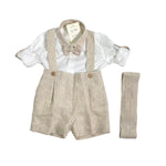 Completo Elegante In Lino Con Bermuda Neonato CREAZIONI LUANA 1309 - CREAZIONI LUANA - Luxury Kids