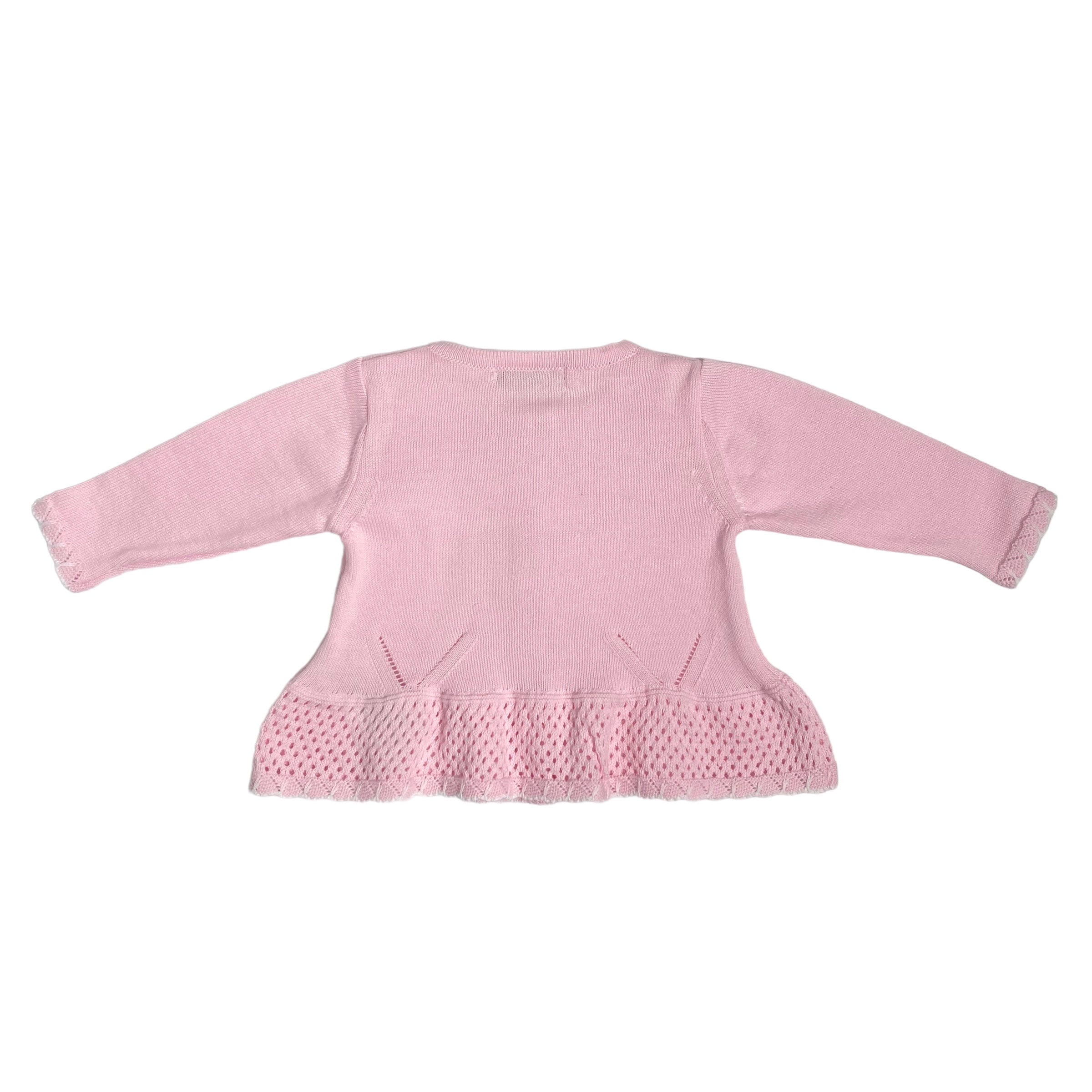 Cardigan In Filo Di Cotone Con Traforatura Neonata DR KID DK126 - DR KID - Luxury Kids