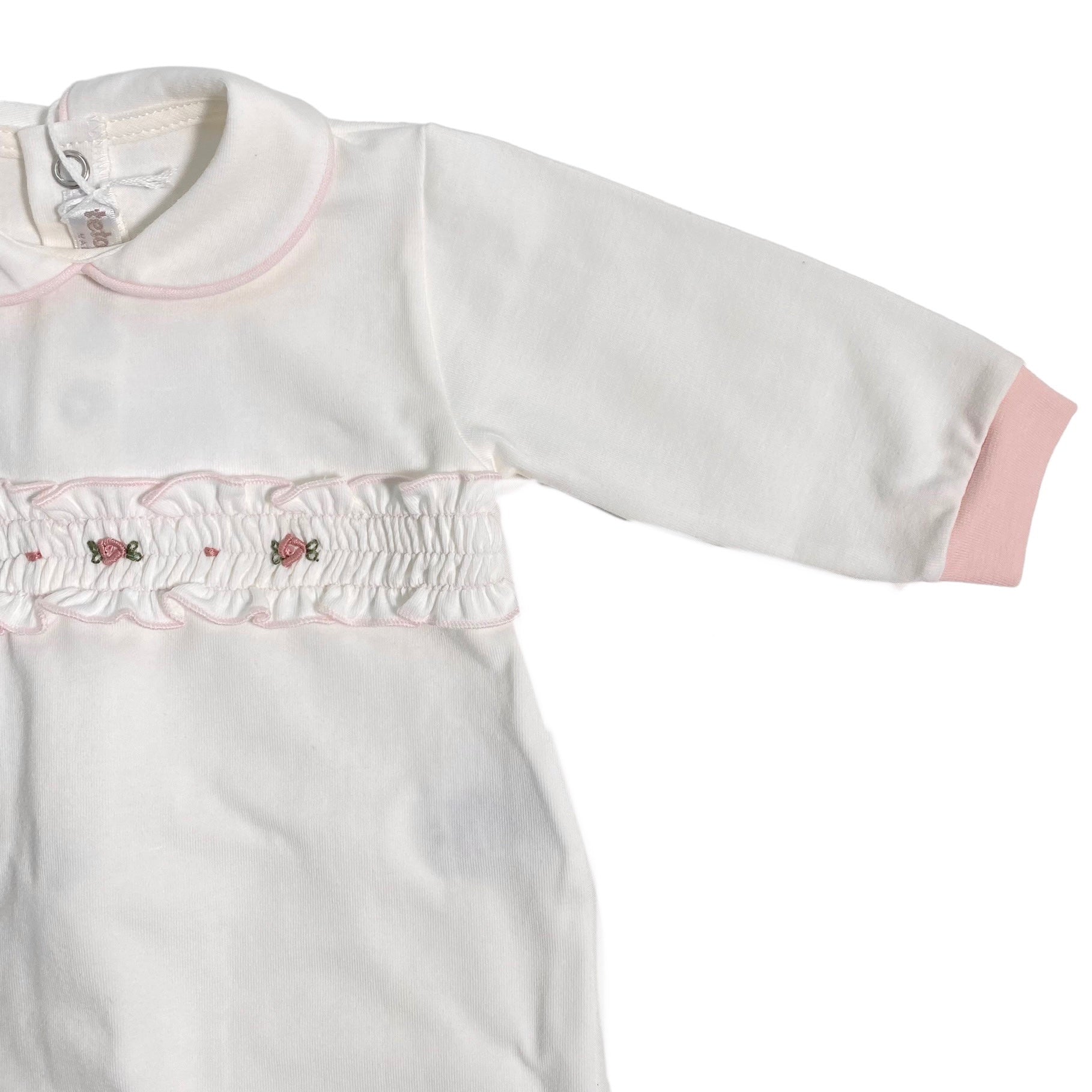 Tutina Intera In Cotone Ricamata A Mano Neonata TETO E TATTA TU4800 - TETO E TATTA - Luxury Kids