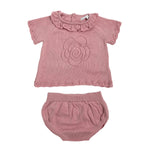 Completo Con Culotte In Filo Di Cotone Rosa Antico Neonata DR KID DK235 - DR KID - Luxury Kids