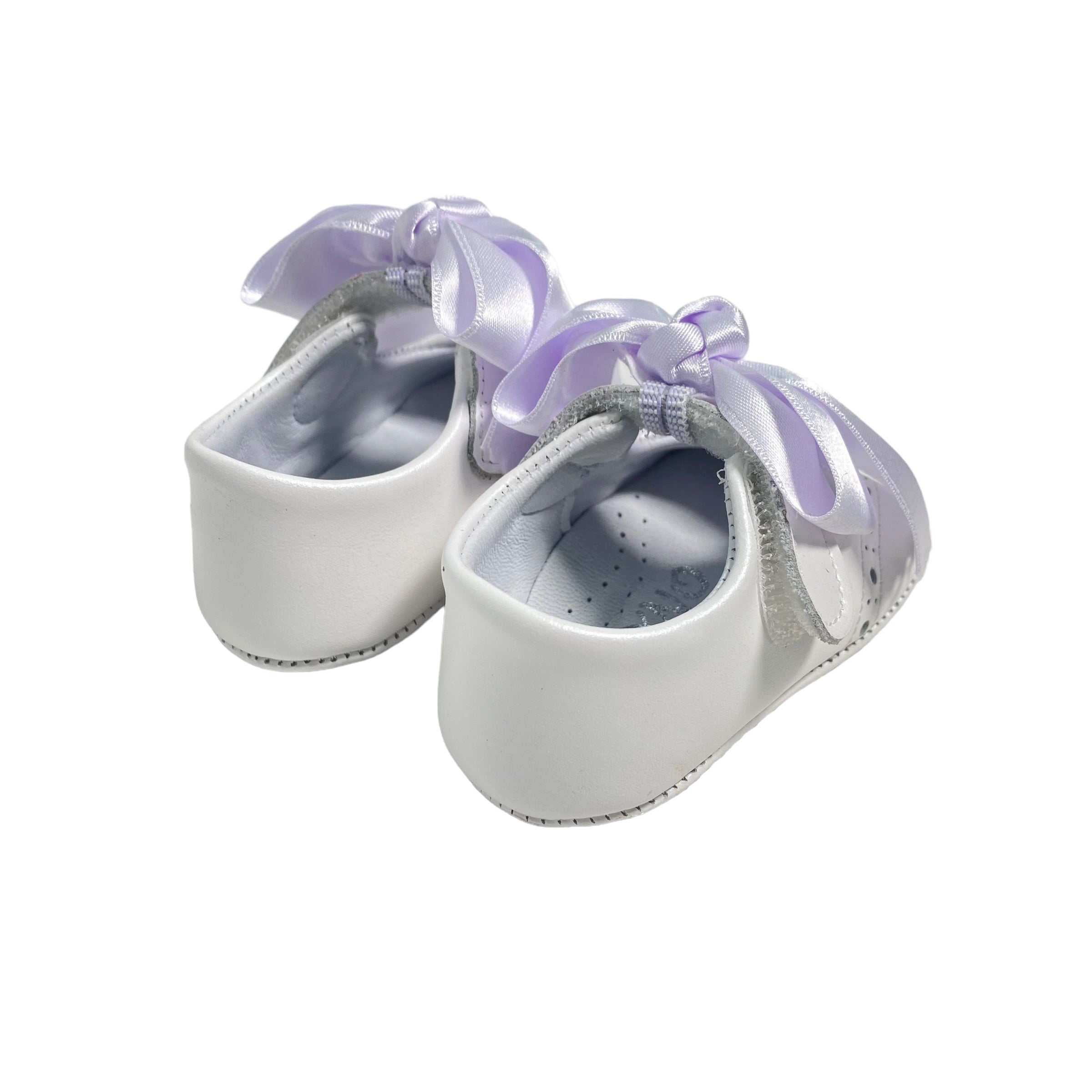 Scarpe Da Culla Modello Ballerina In Pelle Con Fiocco In Raso Neonata PANYNO A3203 - PANYNO - Luxury Kids