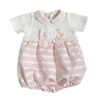 Pagliaccetto In Filo Di Cotone E Tessuto Operato Neonata LA SARTORIA DEI PICCOLI LP313 - LA SARTORIA DEI PICCOLI - Luxury Kids