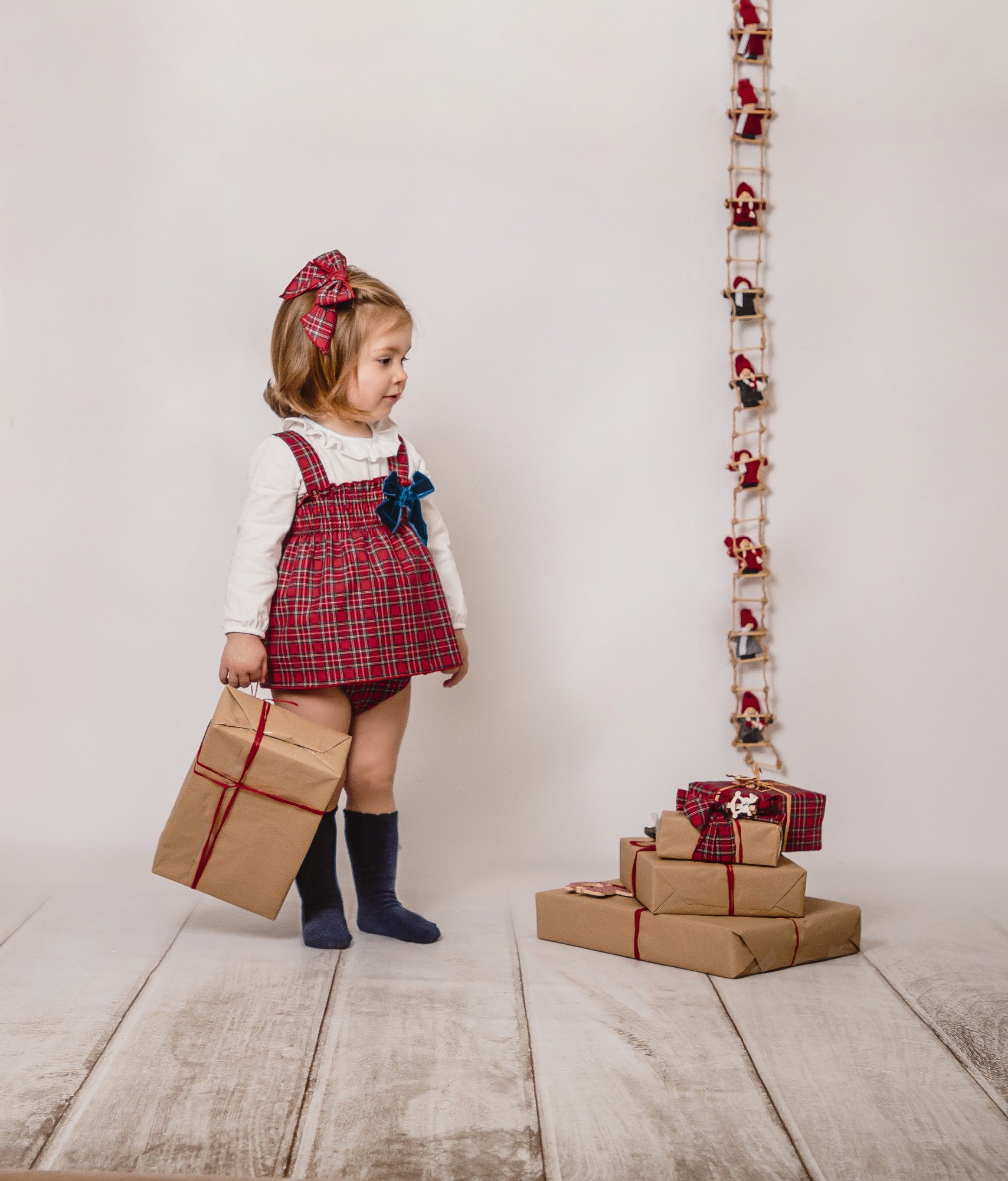 Pinzetta Con Fiocco Stampato Tartan Bambina CALAMARO 77004 - CALAMARO - LuxuryKids