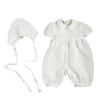 Pagliaccetto Battesimale In Lino E Pizzo Bianco Neonato PICCOLA GIUGGIOLA LERICI - PICCOLA GIUGGIOLA - Luxury Kids