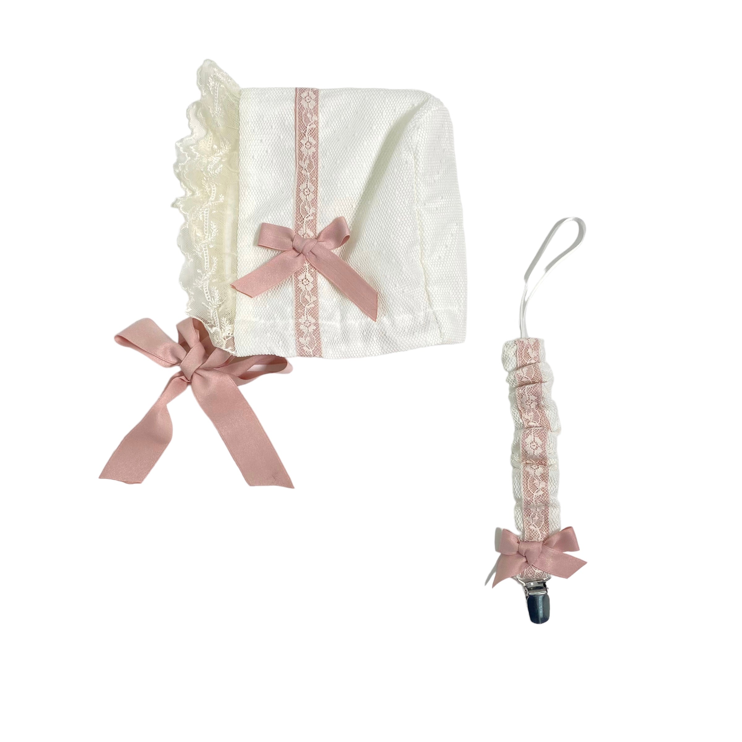 Abito Elegante Battesimale In Tulle Panna Neonata PONTO POR PONTO 5956 - PONTO POR PONTO - Luxury Kids