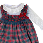 Completo Salopette Scozzese E Camicia Bambina VALENTINA BEBES CWA165 - VALENTINA BEBES - LuxuryKids