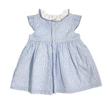 Abito Smanicato In Cotone Con Punto Smok Neonata SARDON LA473 - SARDON - Luxury Kids