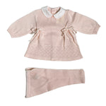 Tutina Spezzata In Filo Di Cotone Rosa Neonata CREAZIONI LUANA 1042 - CREAZIONI LUANA - Luxury Kids