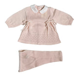 Tutina Spezzata In Filo Di Cotone Rosa Neonata CREAZIONI LUANA 1042 - CREAZIONI LUANA - Luxury Kids
