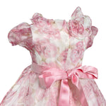 Abito Elegante Mezza Manica In Organza Stampata Floreale Neonata ISABEL F161N - ISABEL - Luxury Kids