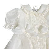 Abito Elegante Battesimale In Seta E Pizzo Panna Neonata PICCOLA GIUGGIOLA CHIESSI - PICCOLA GIUGGIOLA - Luxury Kids