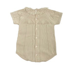 Pagliaccetto In Filo Di Cotone Traforato Beige Neonata DR KID DK203 - DR KID - Luxury Kids