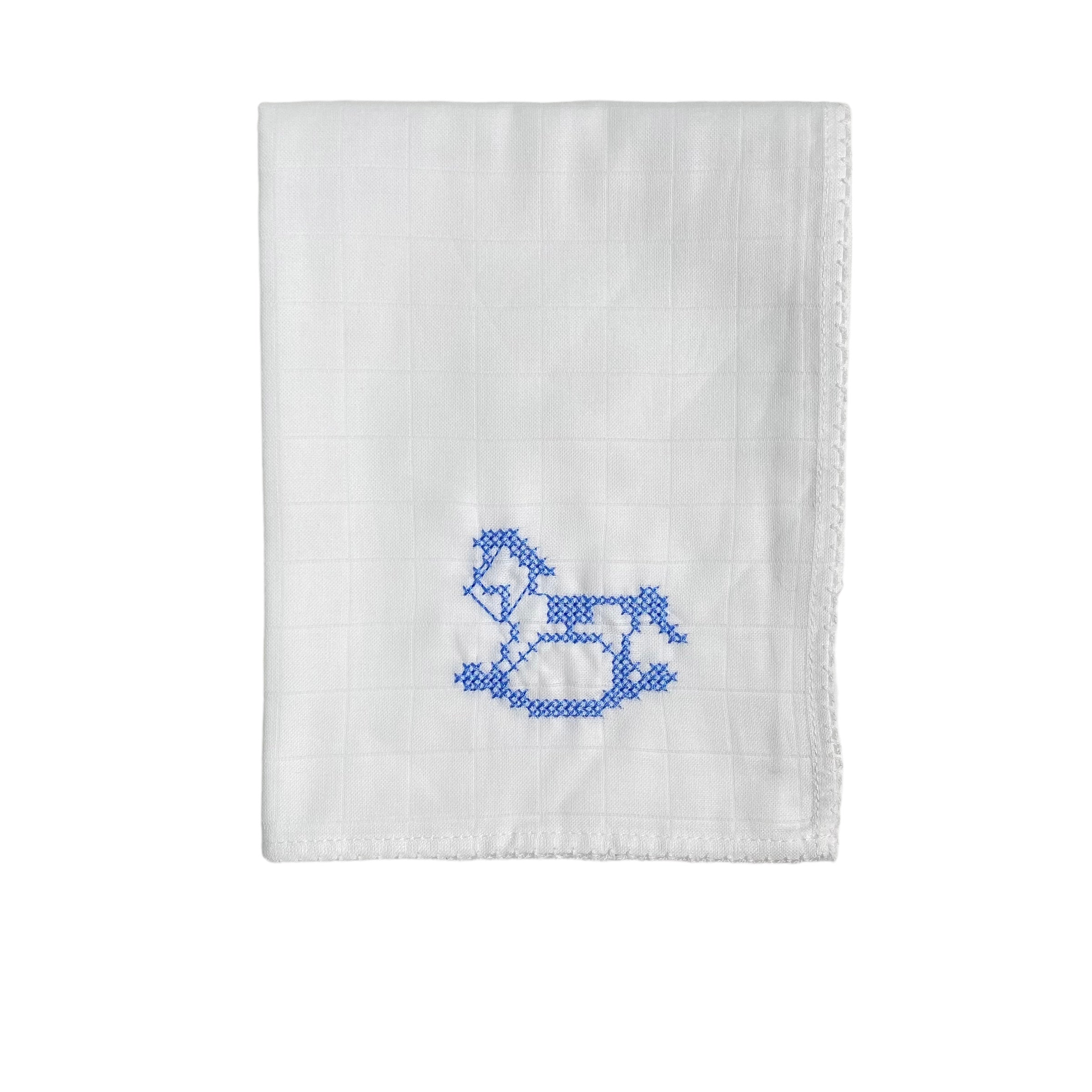 Quadrato di Garza con Ricamo Cavalluccio A Dondolo Neonato Wedoble 12968D - WEDOBLE - Luxury Kids