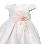 Abito Elegante Mezza Manica In Mikado Bianco Neonata MIMILU' 328BB - MIMILU' - Luxury Kids