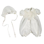 Pagliaccetto Battesimale In Organdis Di Seta Avorio Neonata PICCOLA GIUGGIOLA PALERMO - PICCOLA GIUGGIOLA - Luxury Kids