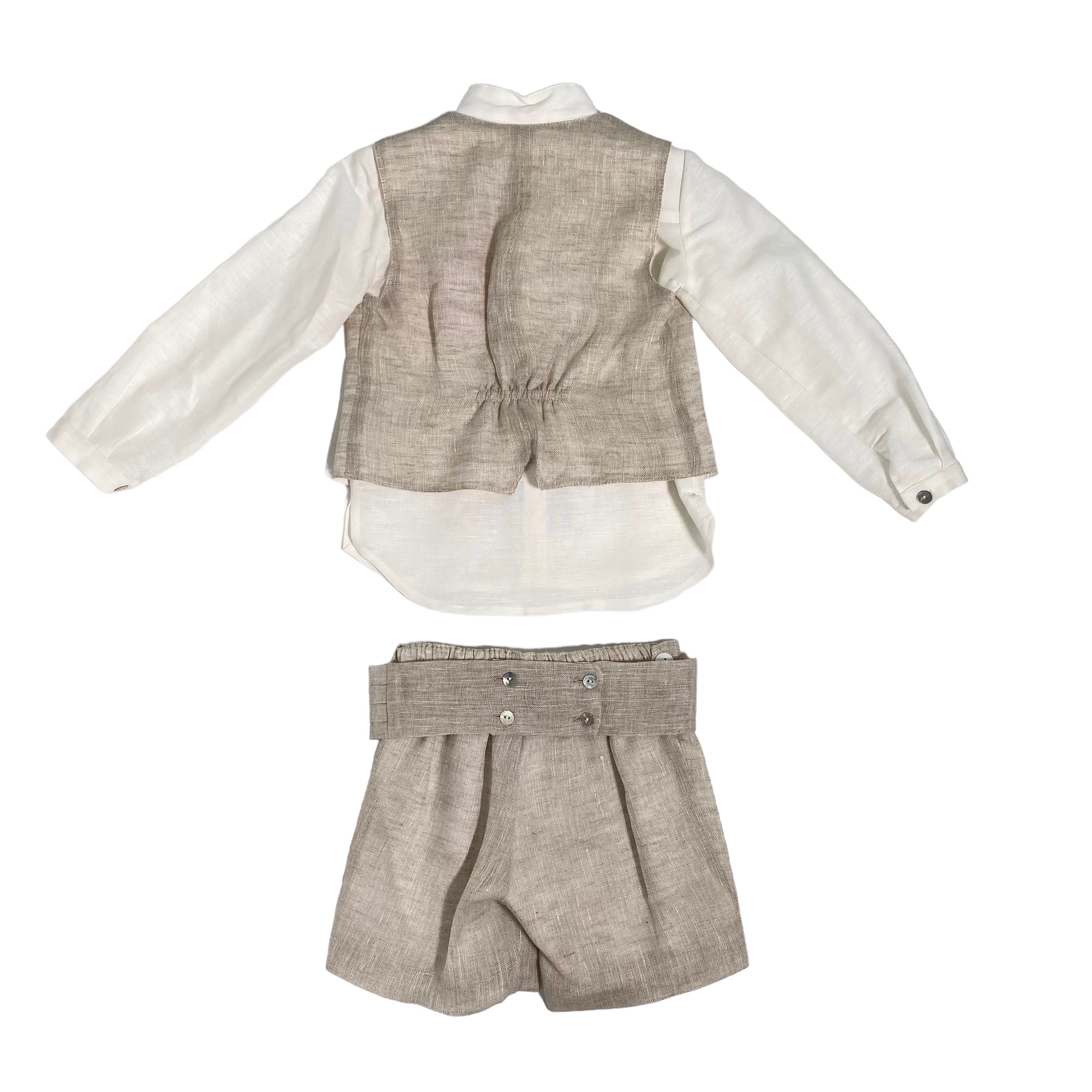 Completo Elegante In Lino Con Bermuda Camicia E Gilet Bambino MIMILU' 590 - MIMILU' - Luxury Kids