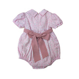 Pagliaccetto Floreale con Fiocco Caldo Cotone Neonata IS6355N - ISABEL - LuxuryKids