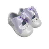Scarpe Da Culla Modello Ballerina In Pelle Con Fiocco In Raso Neonata PANYNO A3203 - PANYNO - Luxury Kids