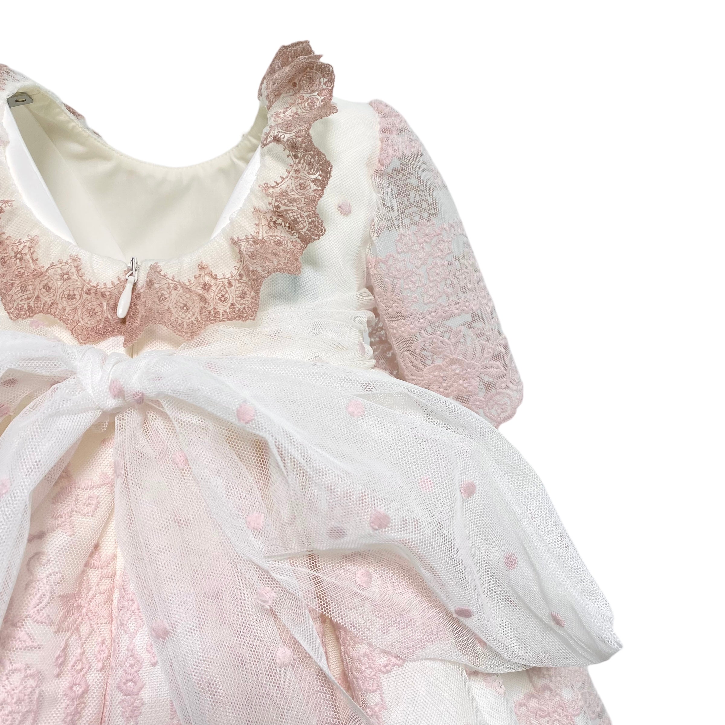 Abito Elegante Manica 3/4 Con Culotte In Tulle E Pizzo Rosa Neonata MIMOSA ITALICA - MIMOSA - Luxury Kids