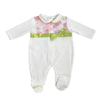 Tutina Intera In Cotone Bianca E Fantasia Floreale Neonata NINNAOH E2352T - NINNAOH - Luxury Kids