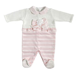 Tutina Intera In Filo Di Cotone E Tessuto Operato Neonata LA SARTORIA DEI PICCOLI LT313 - LA SARTORIA DEI PICCOLI - Luxury Kids