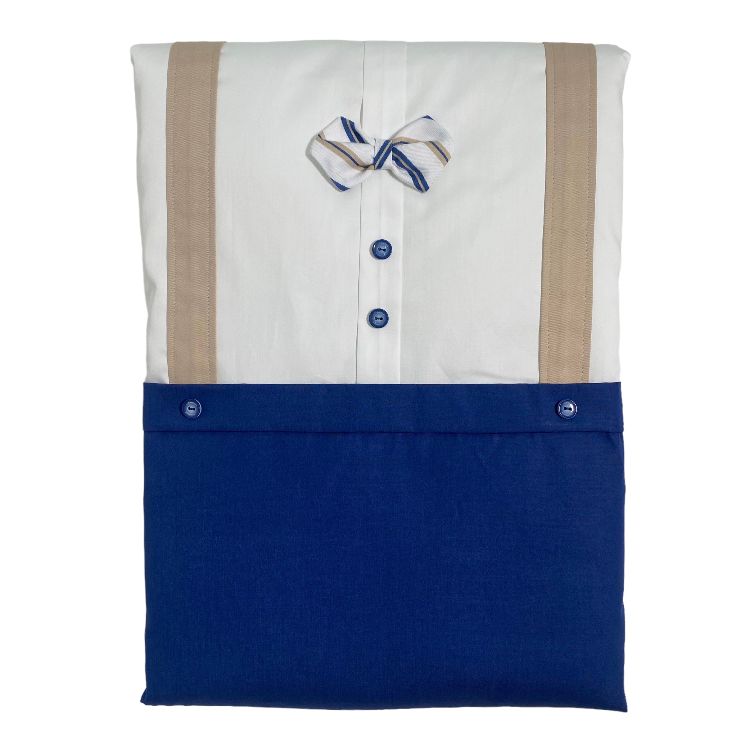 Coperta Imbottita Sfoderabile In Cotone Bianca E Blu Neonato NINNAOH E23COP208I - NINNAOH - Luxury Kids