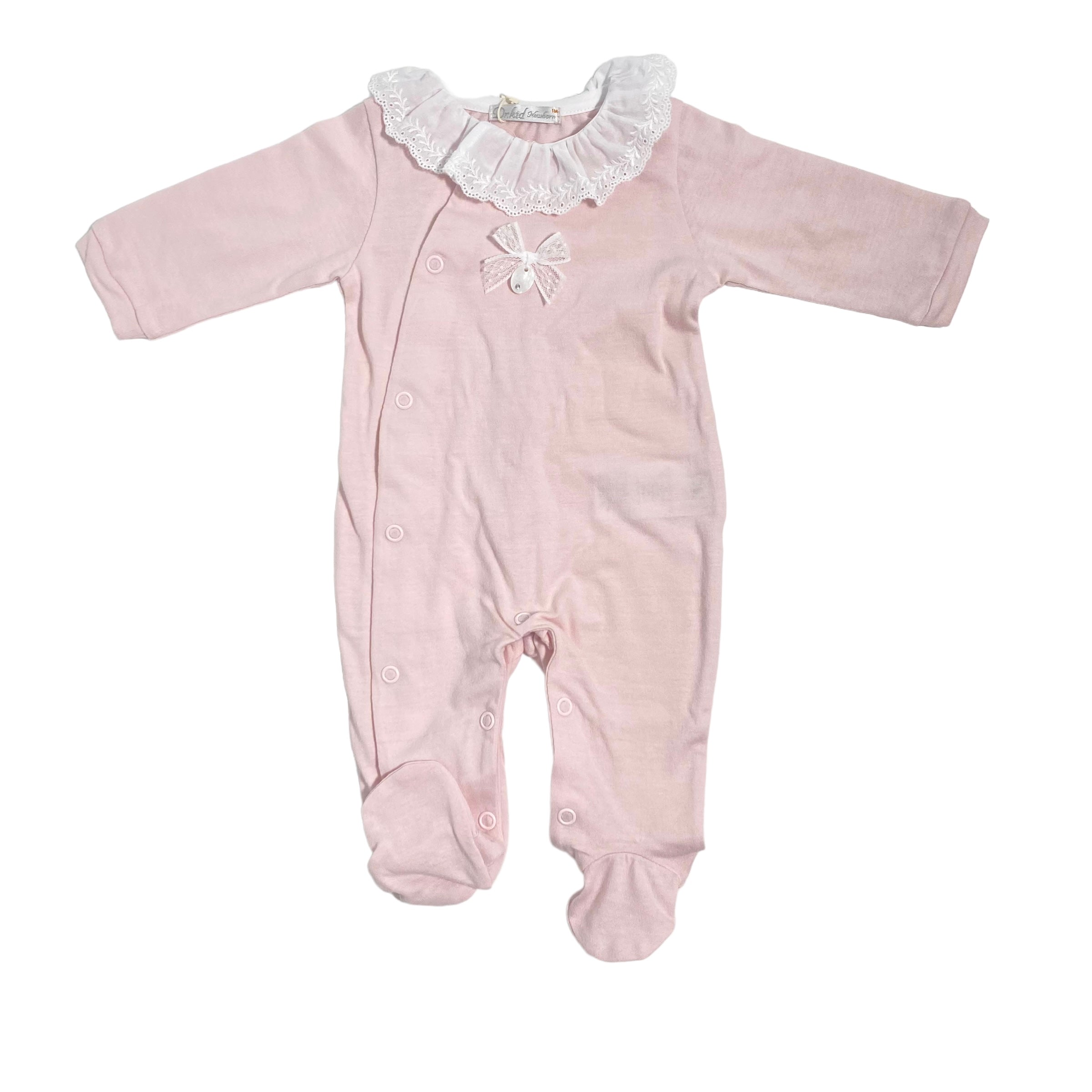 Tutina Intera In Cotone Con Collo Volant Neonata DR KID DK169 - DR KID - Luxury Kids