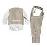 Completo Elegante In Lino Beige Neonato CREAZIONI LUANA 1308 - CREAZIONI LUANA - Luxury Kids