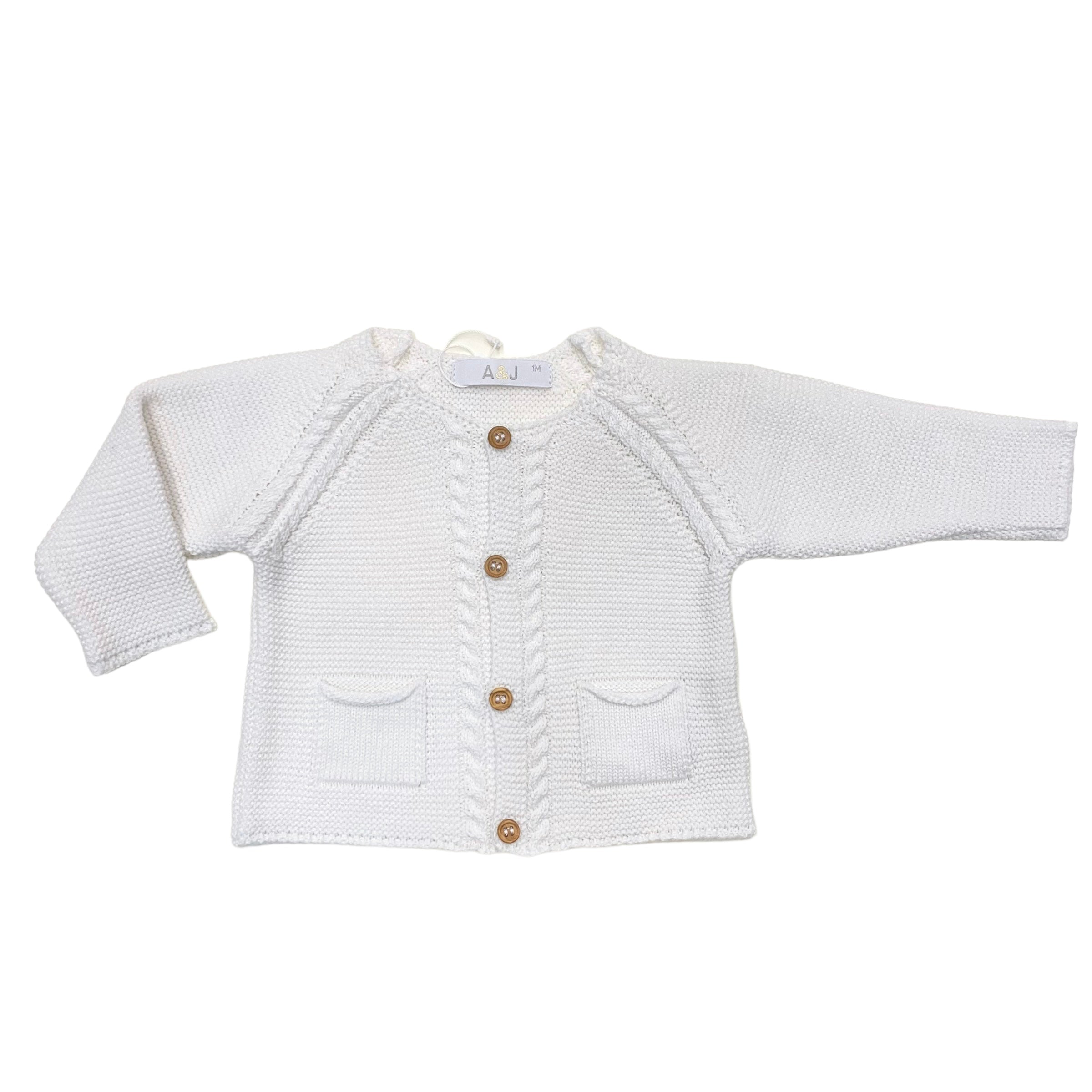 Cardigan In Caldo Cotone Con Trecce Neonato A&J 141 - A&J - LuxuryKids
