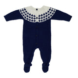 Tutina Intera In Caldo Cotone Girocollo Blu Neonato A&J 118 - A&J - LuxuryKids