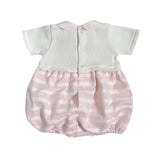 Pagliaccetto In Filo Di Cotone E Tessuto Operato Neonata LA SARTORIA DEI PICCOLI LP313 - LA SARTORIA DEI PICCOLI - Luxury Kids