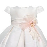 Abito Elegante Mezza Manica In Mikado Bianco Neonata MIMILU' 328BB - MIMILU' - Luxury Kids
