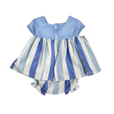 Abito Con Culotte A Righe In Cotone Neonata DEL SUR 0075