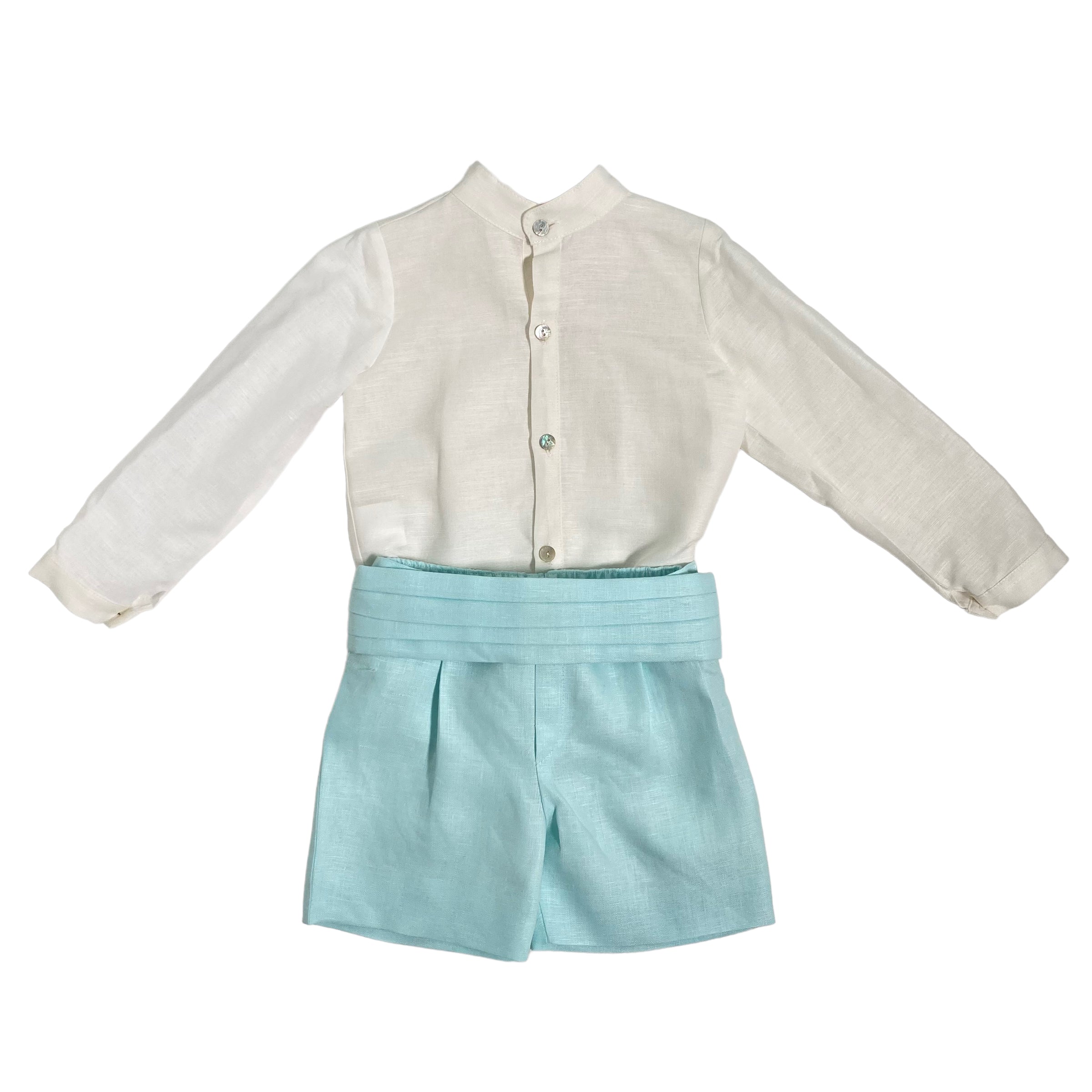 Completo Elegante In Lino Con Bermuda E Camicia Bambino MIMILU' 588 - MIMILU' - Luxury Kids