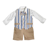 Elegantes Outfit mit Latzhose, Hemd und beiger Fliege für Neugeborene NINNAOH E23CM603A