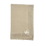Coperta Scialle In Filo Di Cotone Con Pizzo Beige Neonata DR KID DK205 - DR KID - Luxury Kids