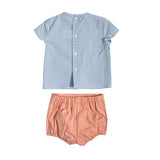 DEL SUR 0280 Neugeborenenanzug mit Bermudas und Vichy-Hemd