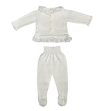 Tutina Spezzata In Tessuto Anallergico Panna Neonata GRANLEI 159 - GRANLEI - LuxuryKids