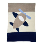 Coperta Scialle In Filo Di Cotone Ricamo Aereoplano Neonato DR KID DK109 - DR KID - Luxury Kids