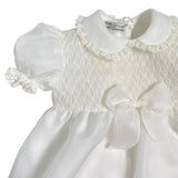 Pagliaccetto Battesimale In Organdis Di Seta Avorio Neonata PICCOLA GIUGGIOLA PALERMO - PICCOLA GIUGGIOLA - Luxury Kids
