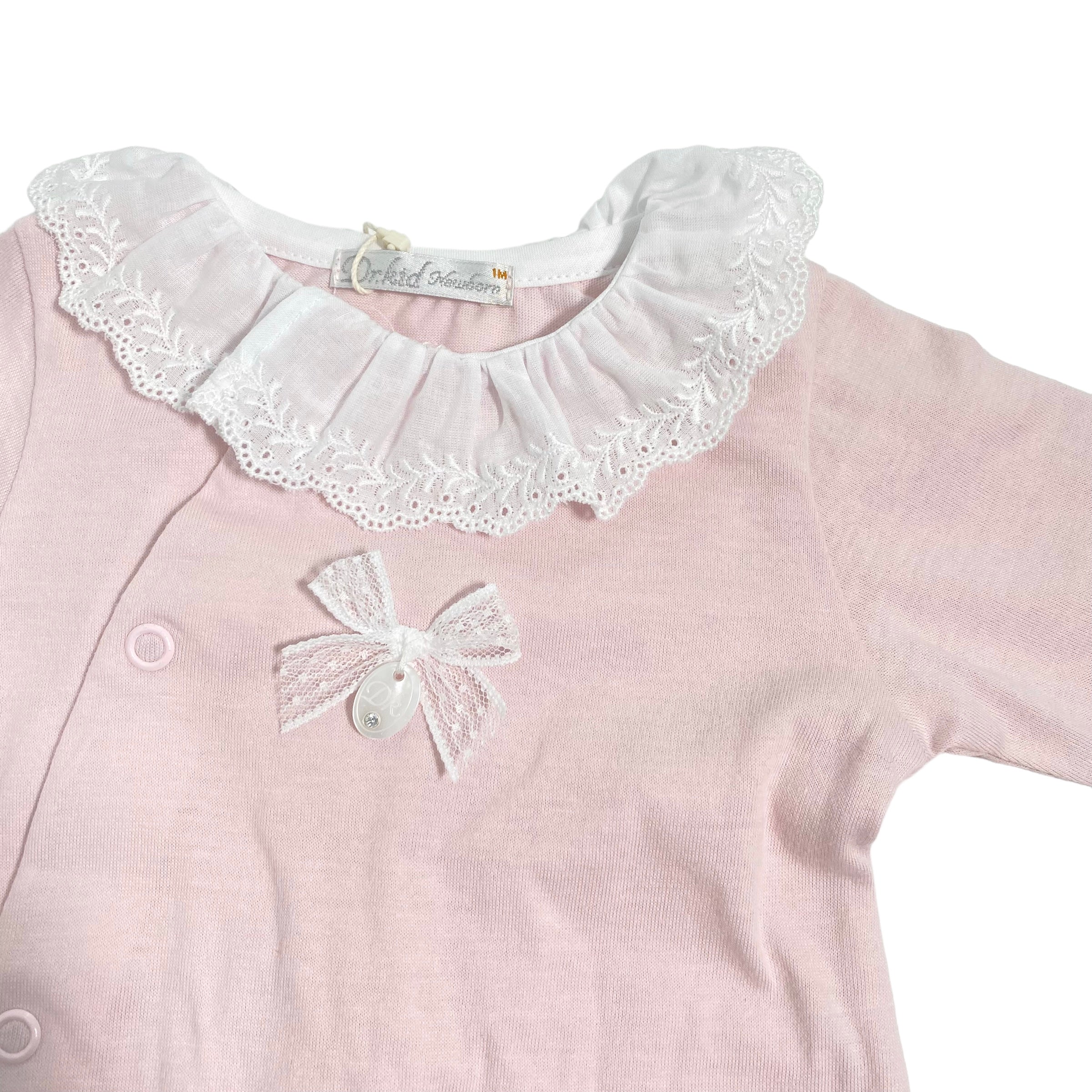 Tutina Intera In Cotone Con Collo Volant Neonata DR KID DK169 - DR KID - Luxury Kids
